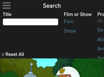 TV Guide menu