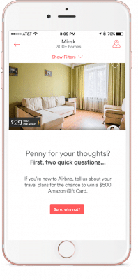 An Ethnio survey on a mobile website.