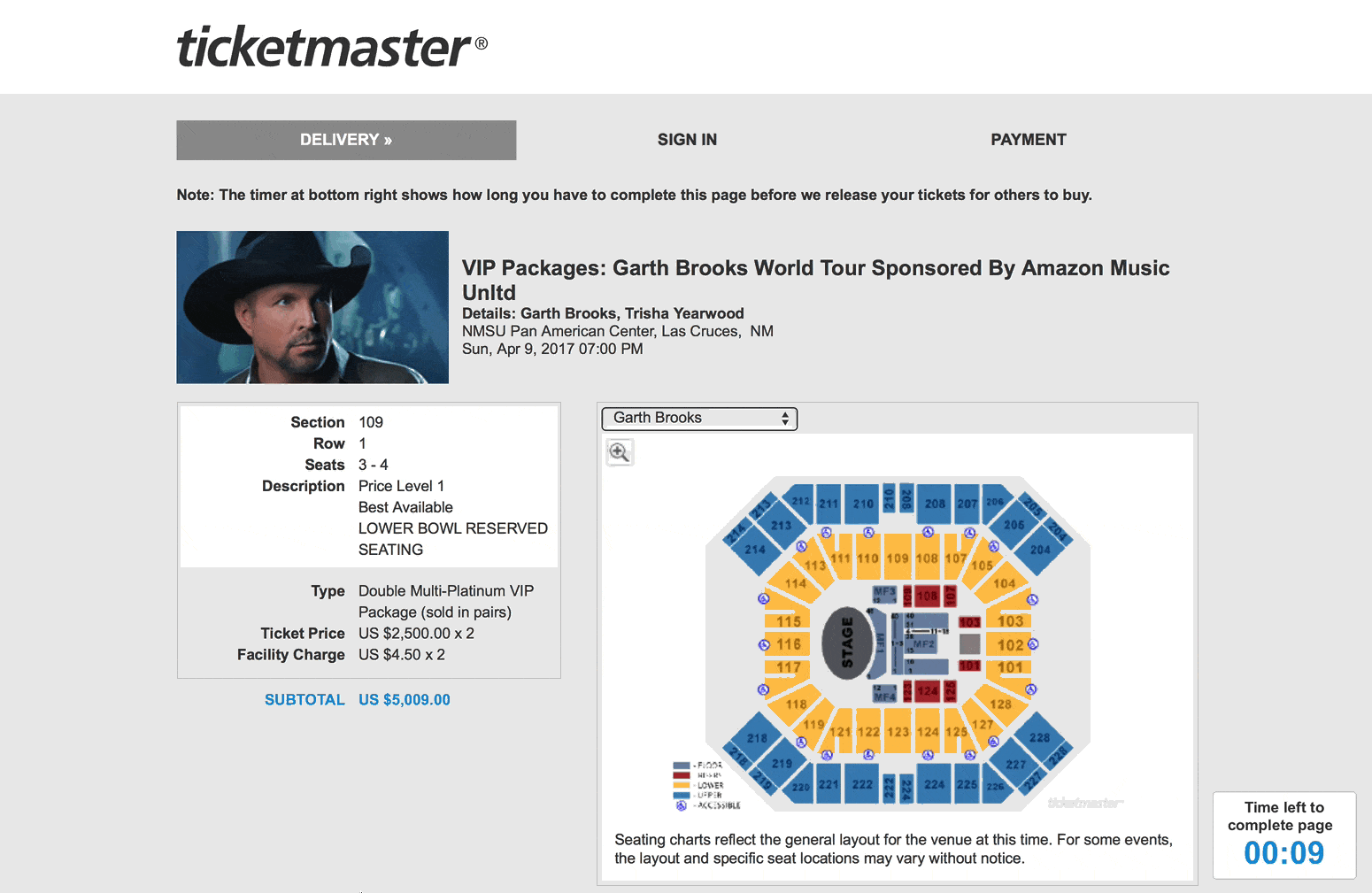 The timer in Ticketmaster's checkout process.