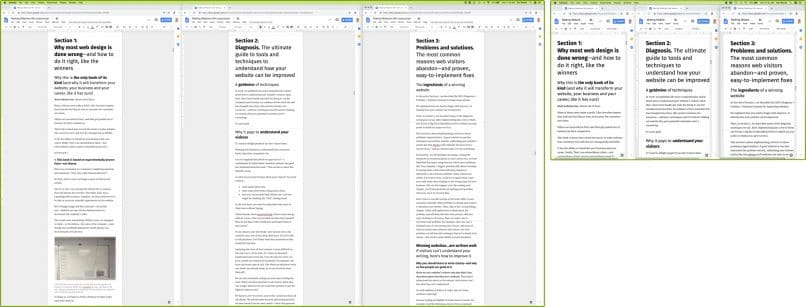Screenshots of the same three files open in an Acer Predator 32-inch display and a MacBook Pro display (which looks tiny in comparison)