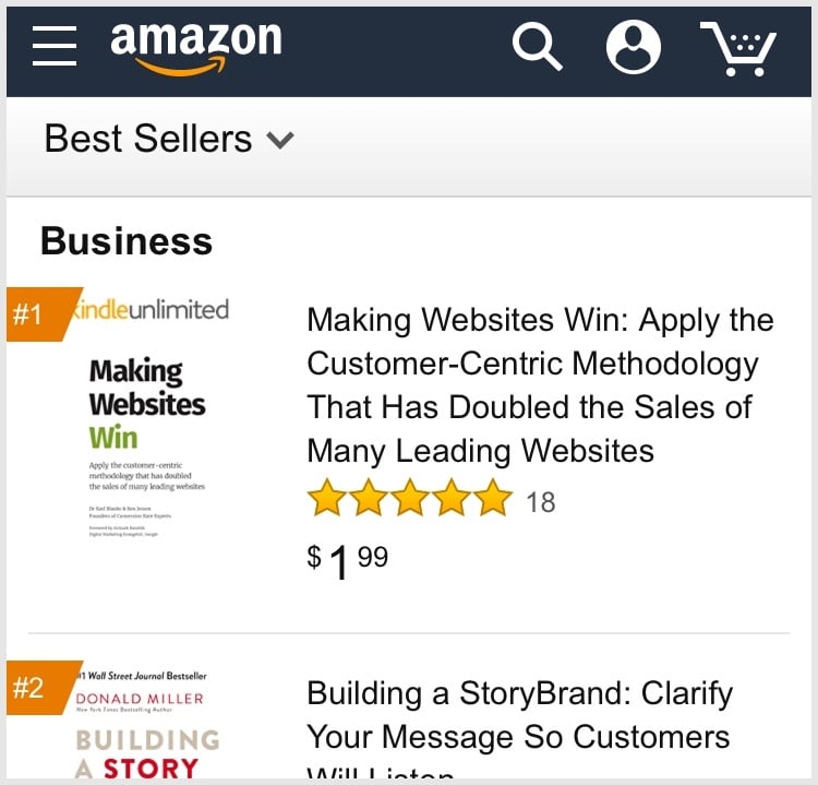 Screenshot of the book at #1 in Amazon’s Business category.
